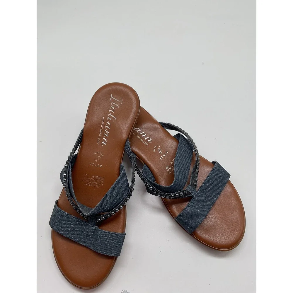 Italiana Denim Thong Sandals Beaded Detail Casual‎ Summer Slides Size 9M - Picture 10 of 10